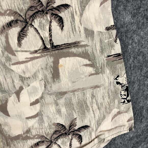 Knights Sportswear Shirt Mens M Hawaiian Palm Tree Print Button Down Cotton - Picture 3 of 9